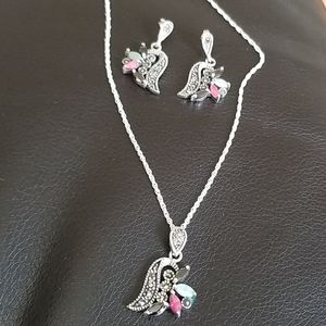 Necklace and Earrings Silver